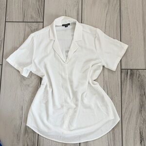 Hilary Radley White Short Sleeve Button-Down Shirt